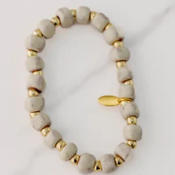 Bel Koz Gold Squared Bead Clay Bracelet 7 Bel Koz Gold Squared Bead Clay Bracelet -Women's Clothing Store FJ7A2602