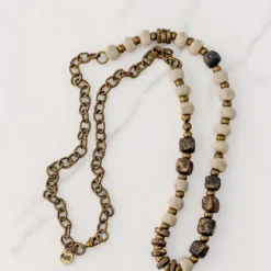 Bel Koz Mixed Charcoal Squared Single Clay Necklace