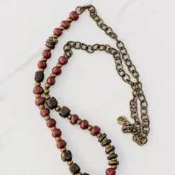 Bel Koz Mixed Charcoal Squared Single Clay Necklace -Women's Clothing Store FJ7A2628