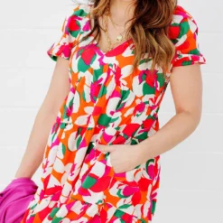 Tropics Tiered Babydoll Dress -Women's Clothing Store FJ7A3409