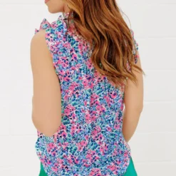 Wildflowers Ruched Ruffle Trim Tank 38 Wildflowers Ruched Ruffle Trim Tank -Women's Clothing Store FJ7A3725 copy