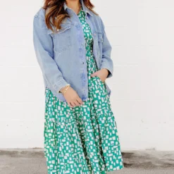 Blocked Confetti Ruffle Bottom Midi Dress -Women's Clothing Store FJ7A3740 copy