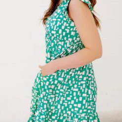 Blocked Confetti Ruffle Bottom Midi Dress -Women's Clothing Store FJ7A3760 copy