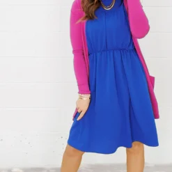 Subtle Textured Cinched Tank Dress -Women's Clothing Store FJ7A4413