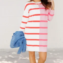 Split Stripes Sweater Dress