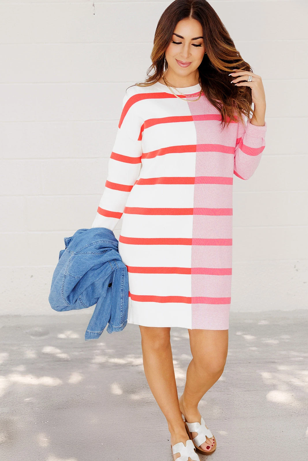 Split Stripes Sweater Dress 1 Split Stripes Sweater Dress