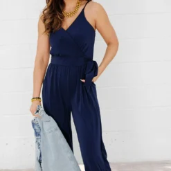 Side Tie V-Neck Jumpsuit