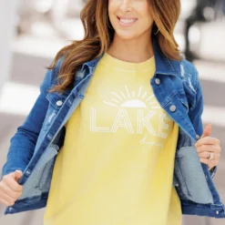 Lake Days Ribbed Graphic Crewneck 7 Lake Days Ribbed Graphic Crewneck -Women's Clothing Store FJ7A6032