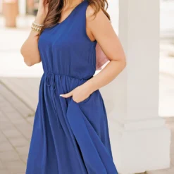 Tie Waist Tank Dress -Women's Clothing Store FJ7A7097