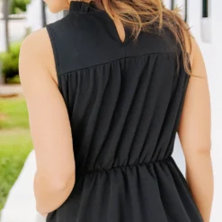 Subtle Textured Cinched Tank Dress -Women's Clothing Store FJ7A7191