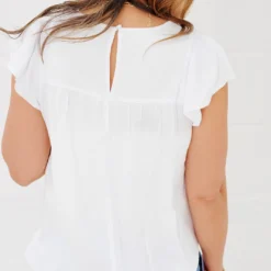 Smocked Top Flutter Blouse -Women's Clothing Store FJ7A7410