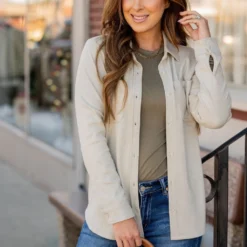 Simple Marled Shacket 23 Simple Marled Shacket -Women's Clothing Store IMG 0081