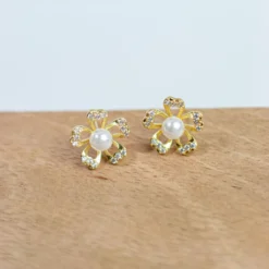 Pearl Petals Stud Earrings -Women's Clothing Store IMG 7449