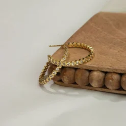 Sectional Studded Hoop Earrings -Women's Clothing Store IMG 7556