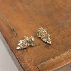 Gold Tipped Gem Stud Earrings