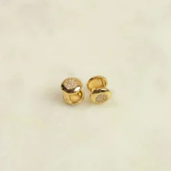 Diamond Clam Earrings -Women's Clothing Store IMG 7812