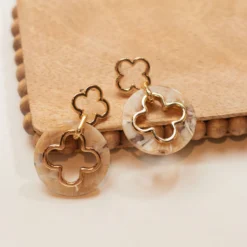 Punchout Quatrefoil Dangle Earrings
