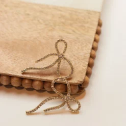 Sparkle On Top Bow Stud Earrings -Women's Clothing Store IMG 8074