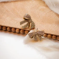 Exquisite Bow Stud Earrings -Women's Clothing Store IMG 8155
