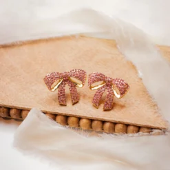 Exquisite Bow Stud Earrings -Women's Clothing Store IMG 8158