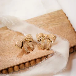 Exquisite Bow Stud Earrings -Women's Clothing Store IMG 8160