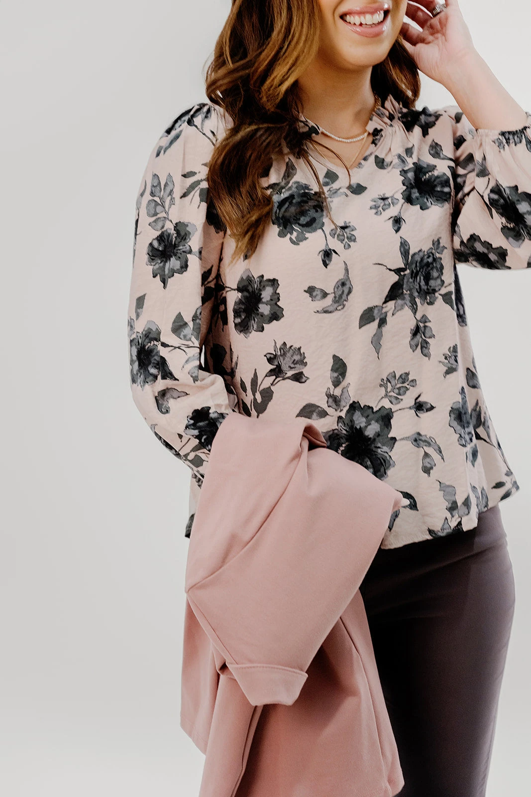 Vintage Roses 3/4 Sleeve V Blouse 4 Vintage Roses 3/4 Sleeve V Blouse - Image 4