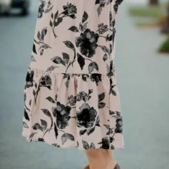 Vintage Roses Ruffle Bottom Maxi Skirt -Women's Clothing Store JAN2025BECCA0083