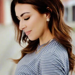 Heathered Micro Striped Tee -Women's Clothing Store JAN2025BECCA0159