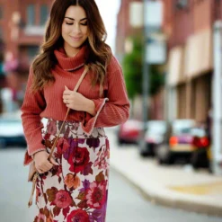 Vivacious Floral Ruffle Bottom Maxi Skirt