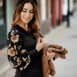 Vintage Roses Sleeve Solid Body Blouse -Women's Clothing Store JAN2025BECCA0218