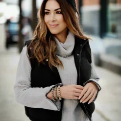 Stitched Trim Cowl Neck Sweater -Women's Clothing Store JAN2025BECCA0221