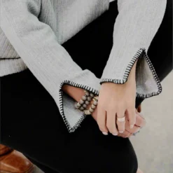 Stitched Trim Cowl Neck Sweater -Women's Clothing Store JAN2025BECCA0228