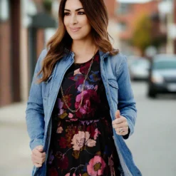 Vivacious Floral Long Sleeve Dress -Women's Clothing Store JAN2025BECCA0279