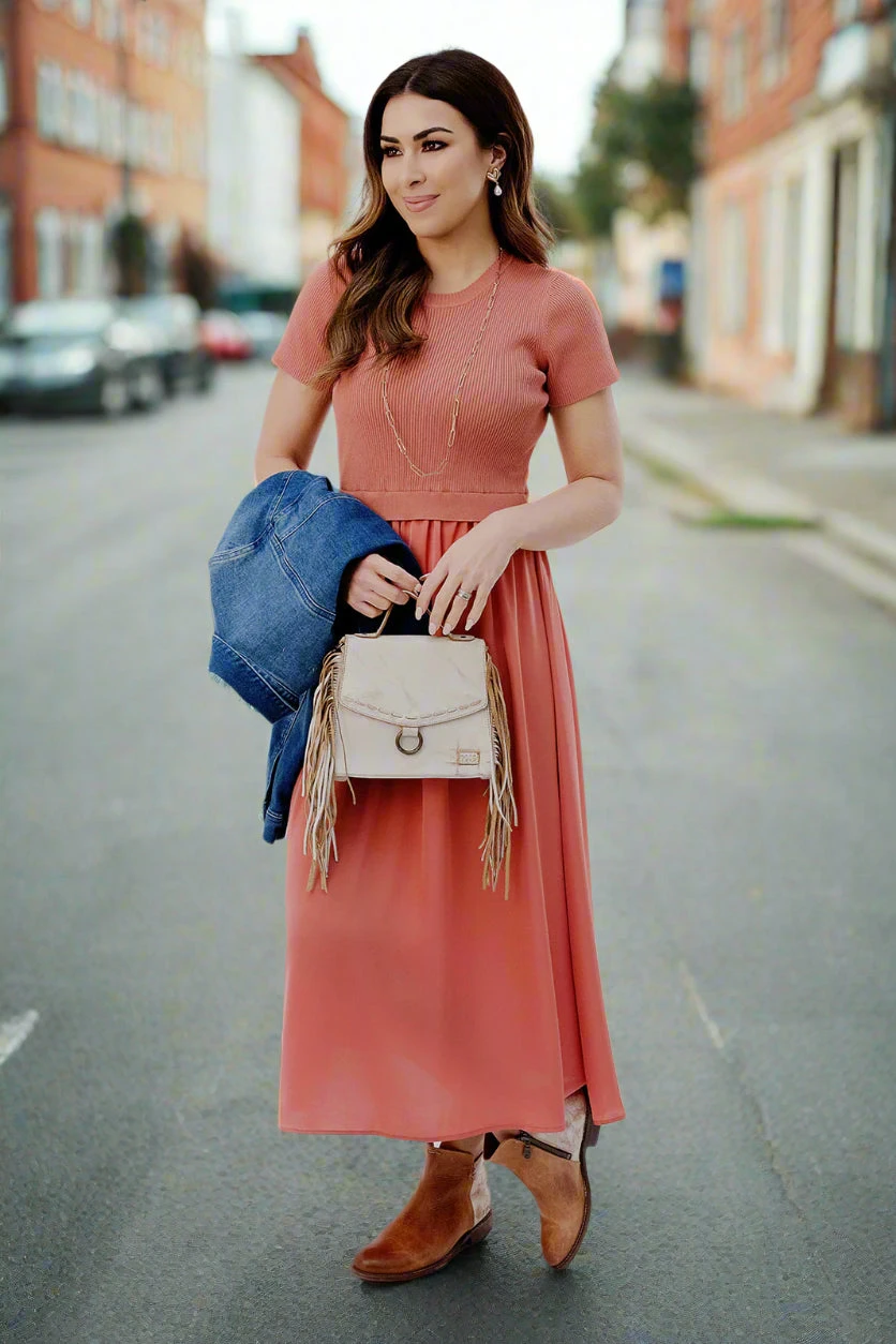 Knit Top Faux Layered Midi Dress 2 Knit Top Faux Layered Midi Dress - Image 2