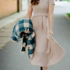 Knit Top Faux Layered Midi Dress