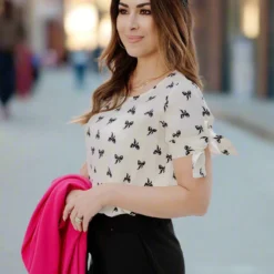 Bow Tie Sleeve Blouse -Women's Clothing Store JAN2025BECCA0361