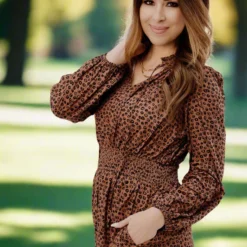 Sketched Floral Cinched Trim Midi Dress -Women's Clothing Store JAN2025BECCA0399