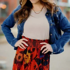 Vivacious Floral Ruffle Bottom Maxi Skirt -Women's Clothing Store JAN2025BECCA0435