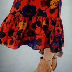 Vivacious Floral Ruffle Bottom Maxi Skirt -Women's Clothing Store JAN2025BECCA0437