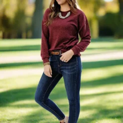 Paisley Textured Sweatshirt -Women's Clothing Store JAN2025BECCA0471