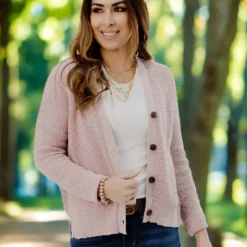 Woven Button Accented Cardigan 19 Woven Button Accented Cardigan -Women's Clothing Store JAN2025BECCA0613