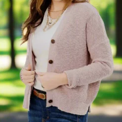 Woven Button Accented Cardigan 18 Woven Button Accented Cardigan -Women's Clothing Store JAN2025BECCA0614