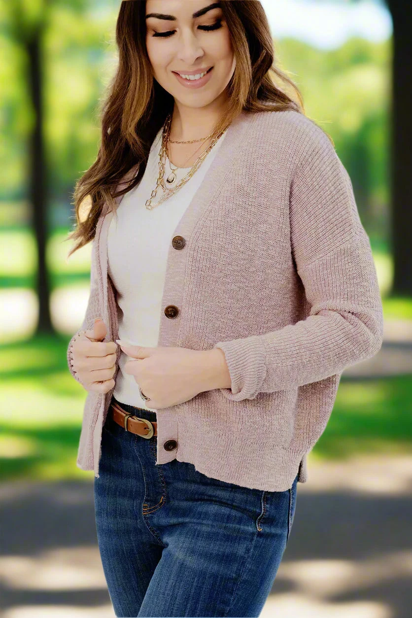 Woven Button Accented Cardigan 3 Woven Button Accented Cardigan - Image 3