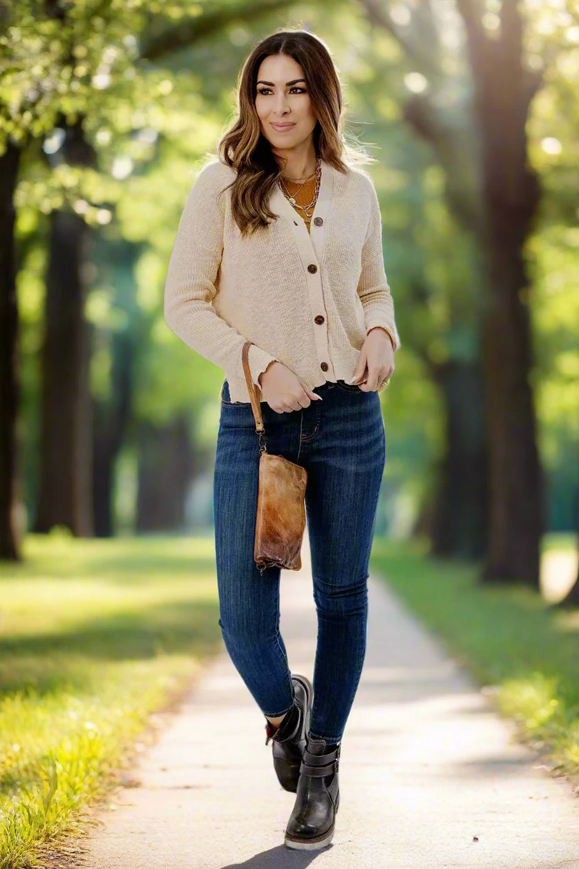 Woven Button Accented Cardigan 5 Woven Button Accented Cardigan - Image 5