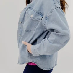 Light Acid Washed Denim Shacket -Women's Clothing Store JAN 2025BECCA0037