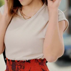 Heavily Ribbed Dolman Sleeve Tee -Women's Clothing Store JAN 2025BECCA0440