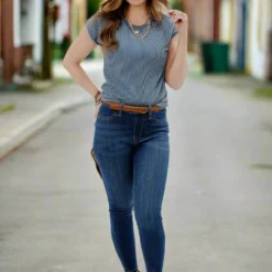 Heavily Ribbed Dolman Sleeve Tee -Women's Clothing Store JAN 2025BECCA0476