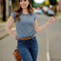 Heavily Ribbed Dolman Sleeve Tee -Women's Clothing Store JAN 2025BECCA0477