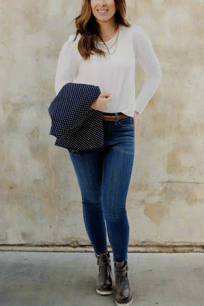 Ribbed Gathered Shoulder Long Sleeve Tee 8 Ribbed Gathered Shoulder Long Sleeve Tee - Image 8