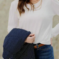 Ribbed Gathered Shoulder Long Sleeve Tee 19 Ribbed Gathered Shoulder Long Sleeve Tee -Women's Clothing Store JAN 2025BECCA0599